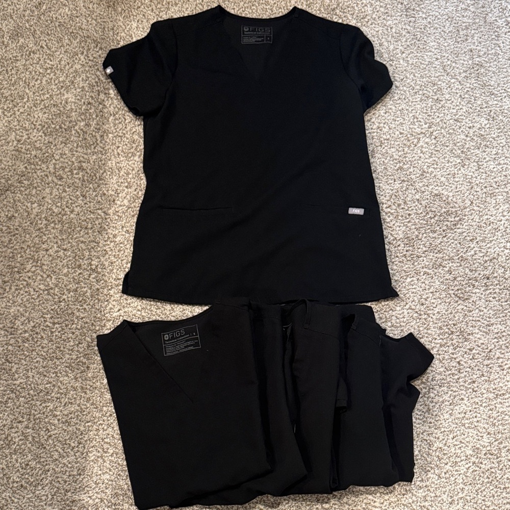 Bundle 6 Figs Women’s Black Scrub Tops